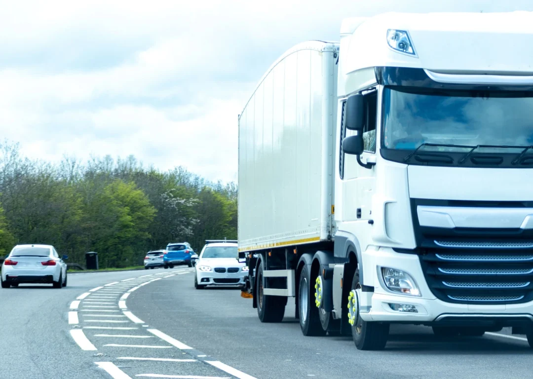 A white lorry on UK roads.